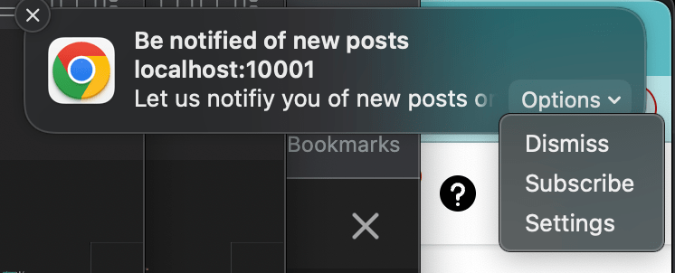 Desktop notification with actions