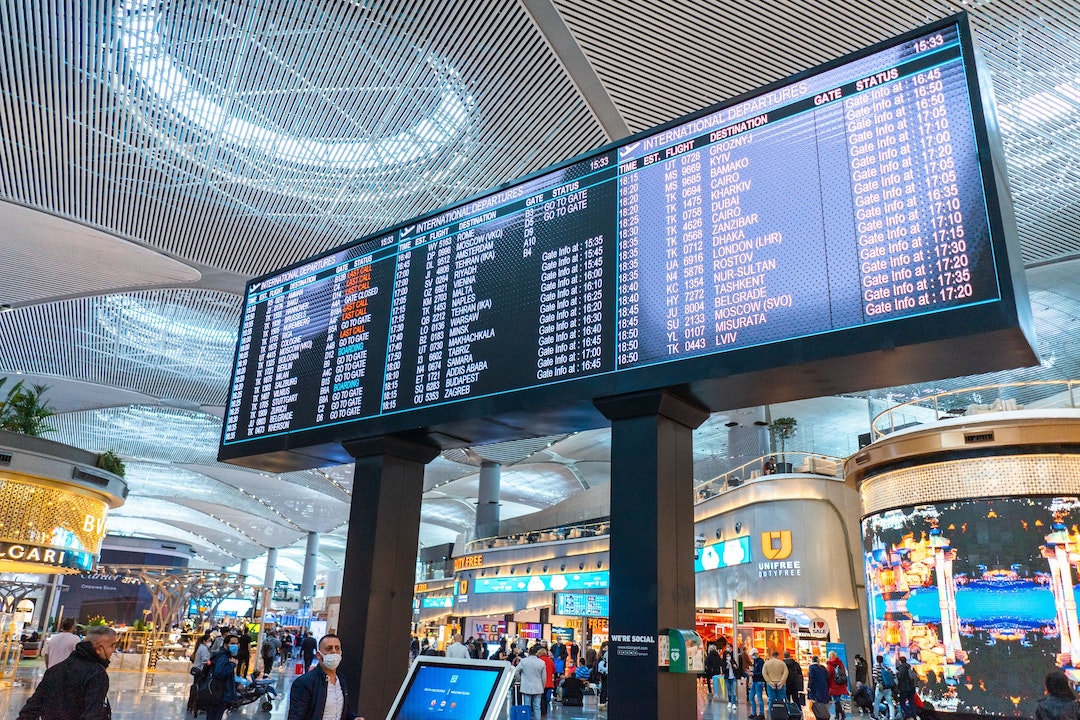 Flight information display at airport