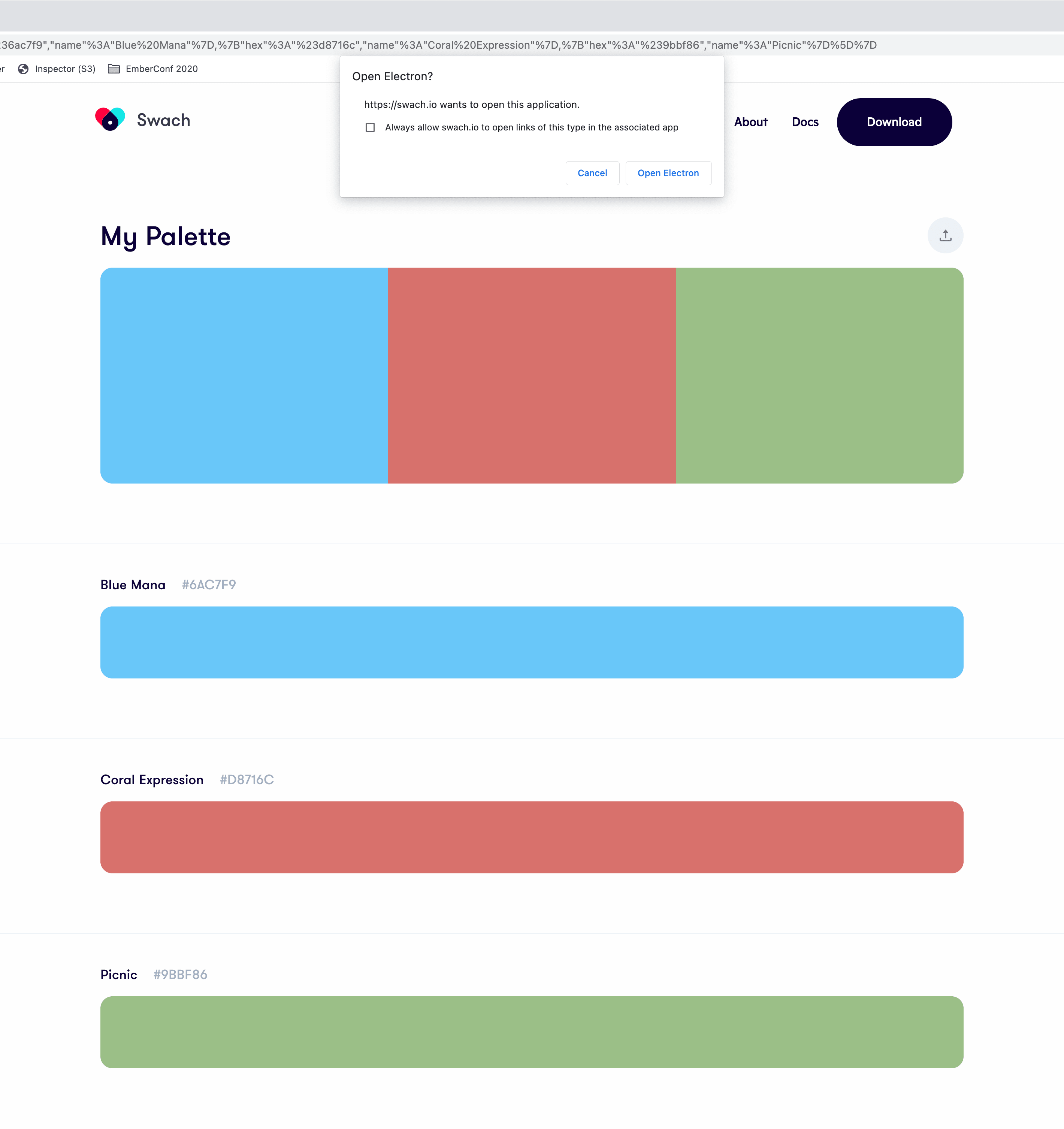 Popup prompting user to open in app on their computer.