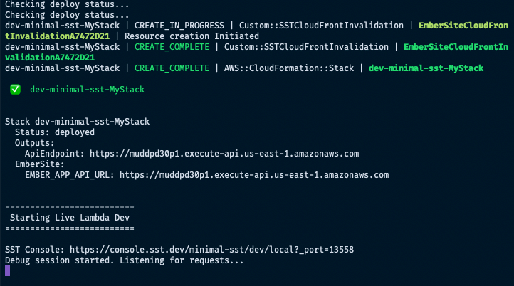 SST server started and provided API endpoint url
